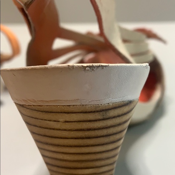 Tervolina wooden stacked heels. Orange/cream sz 39 - Picture 7 of 8